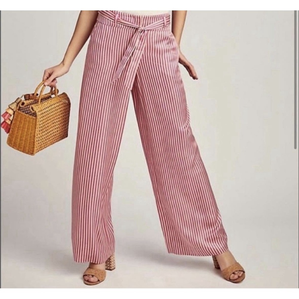 ett:twa by Anthropologie Womens Size US 14 Striped Pink Wide Leg‎ Pants NWT - Picture 2 of 11
